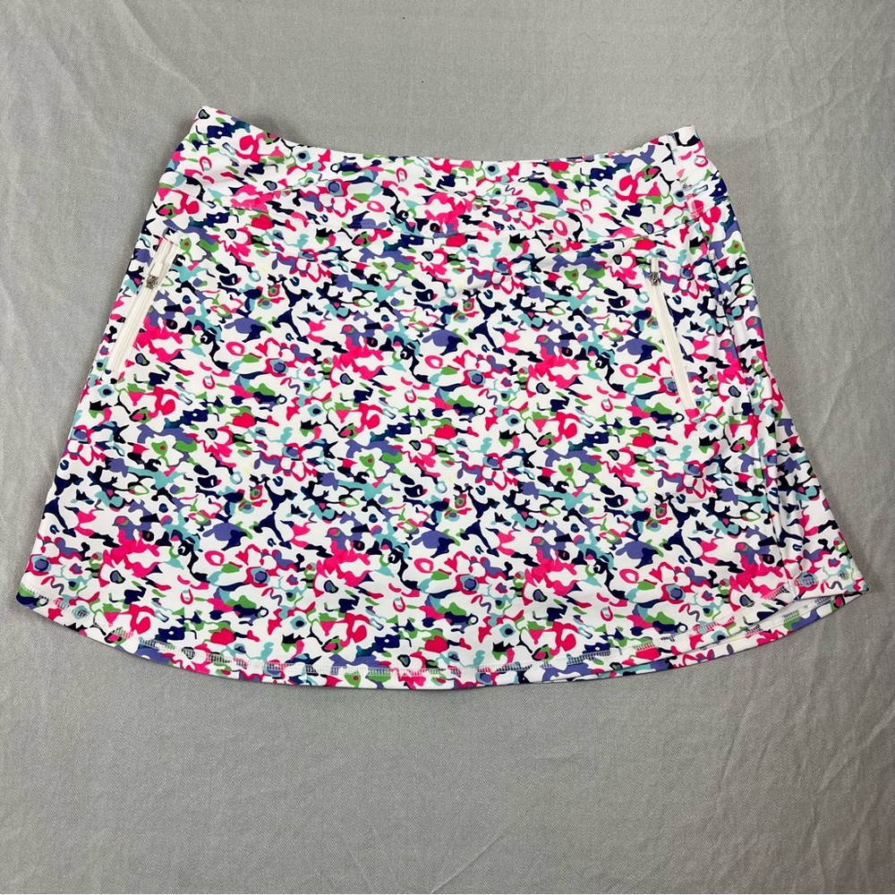 LouKeith XL Floral Athletic Skort Women’s Zip Pockets Stretchy Activewear Skirt